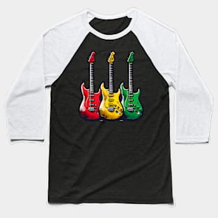 Rasta Colors, Guitars, Reggae Music Baseball T-Shirt